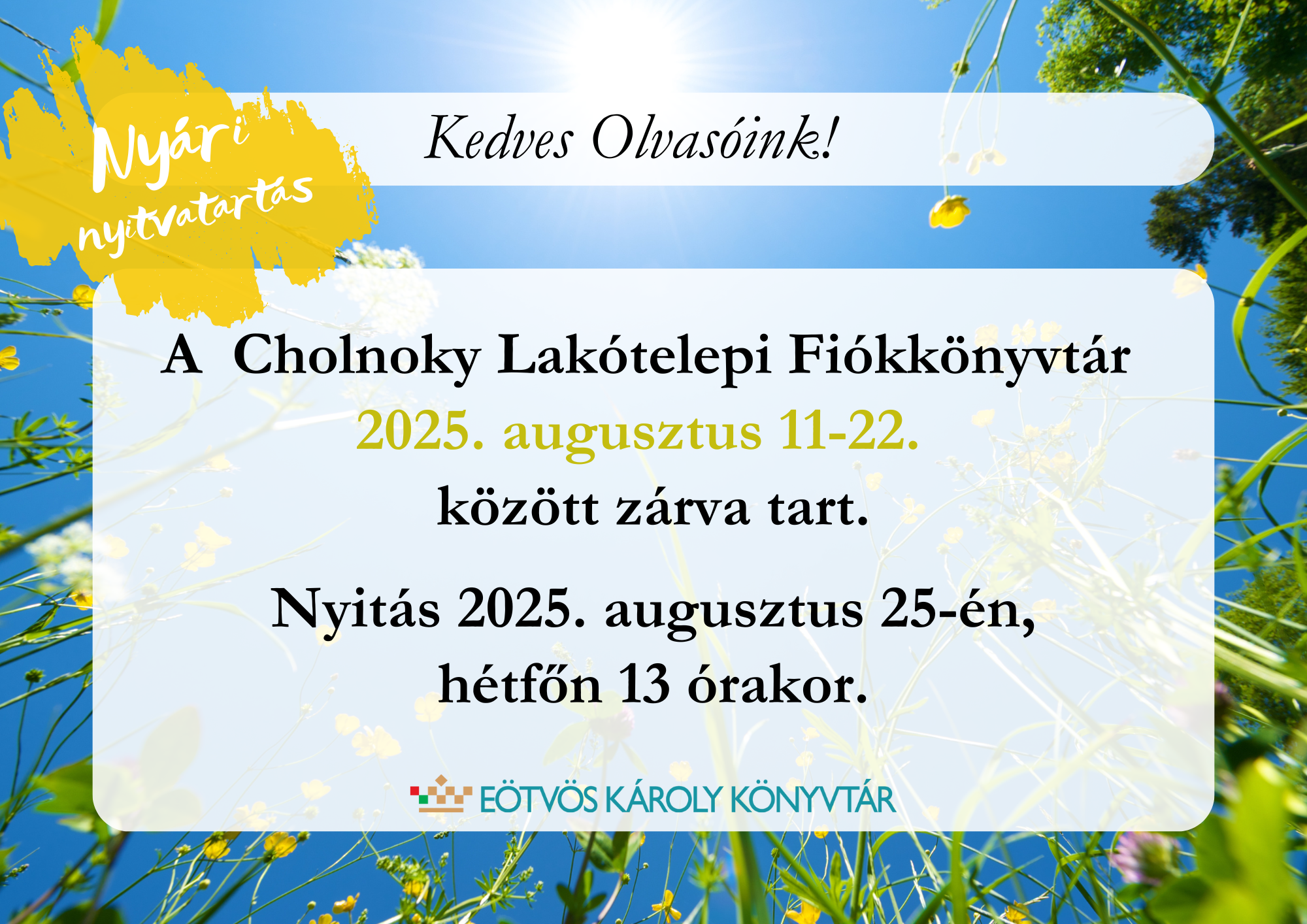 Cholnoky nyári zárás