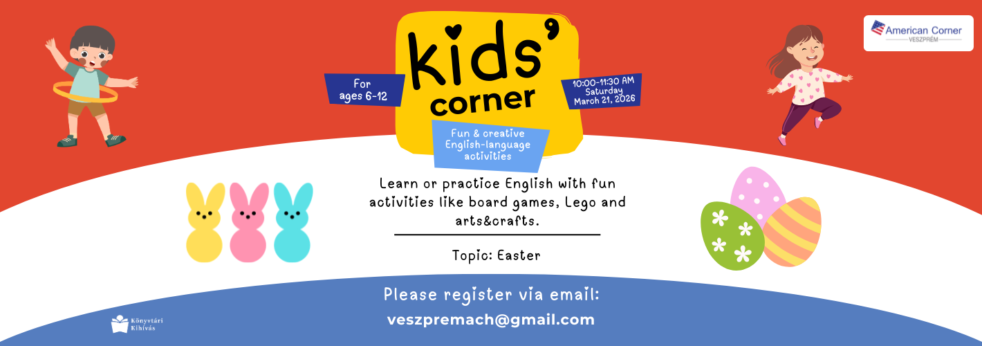 Kids corner - Join us for a fun morning, where kids can learn or practice the English language with fun activities 