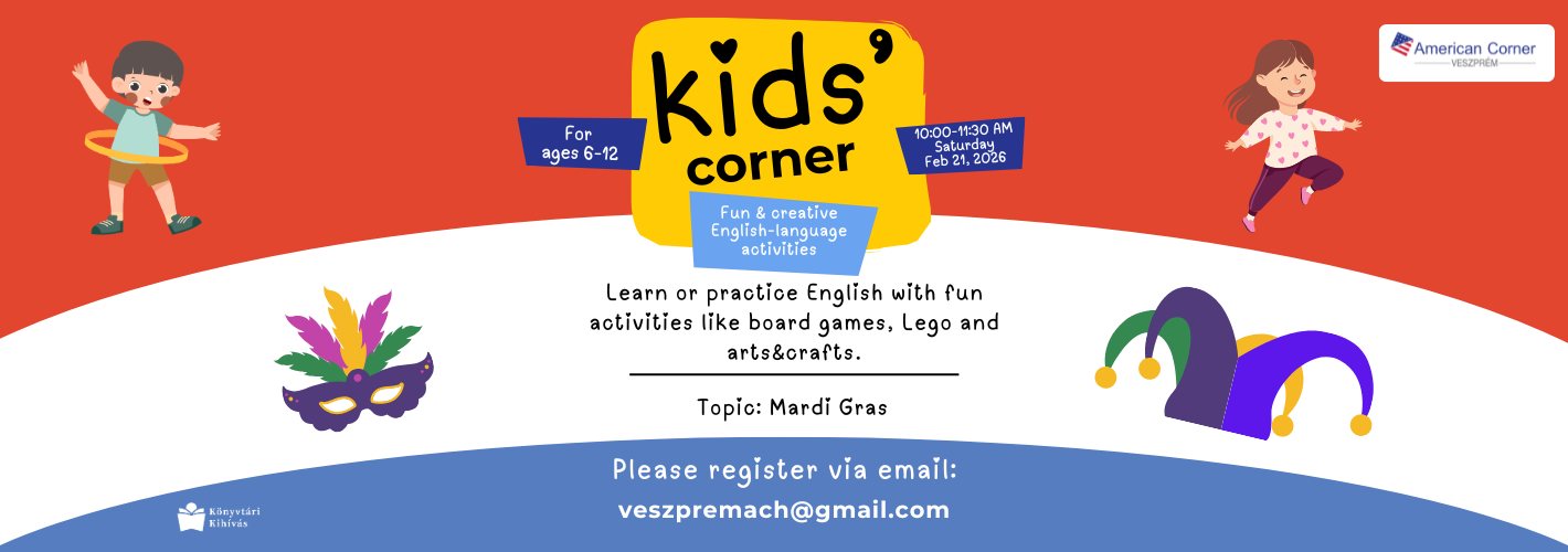 Kids corner - Join us for a fun morning, where kids can learn or practice the English language with fun activities 