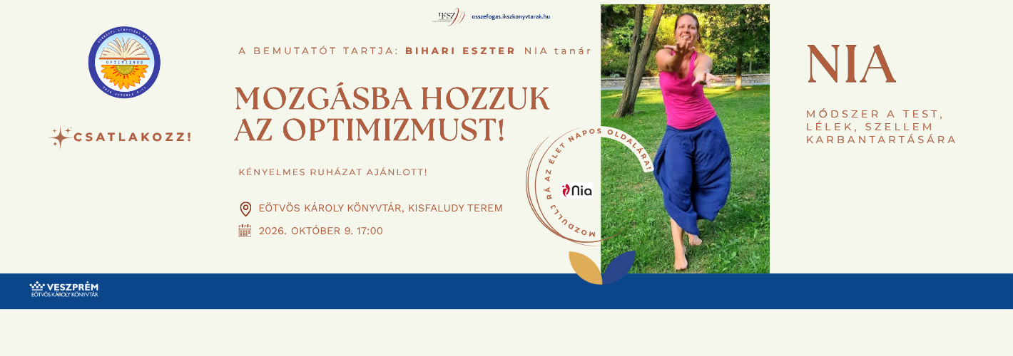 Mozgásba hozzuk az optimizmust! Próbálj ki egy mozgásformát, melytől optimistábban látod a világot! Várunk szeretettel!