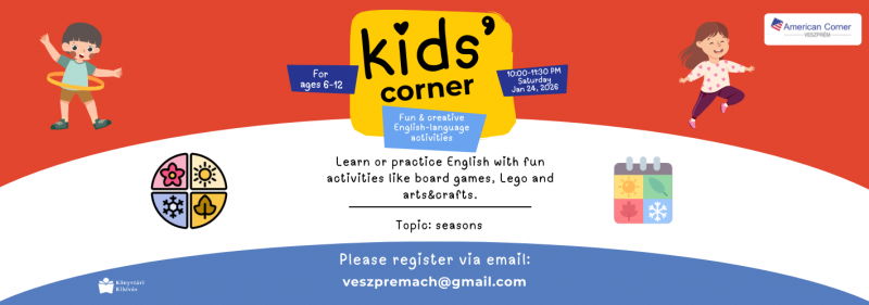 Kids corner - Join us for a fun morning, where kids can learn or practice the English language with fun activities 