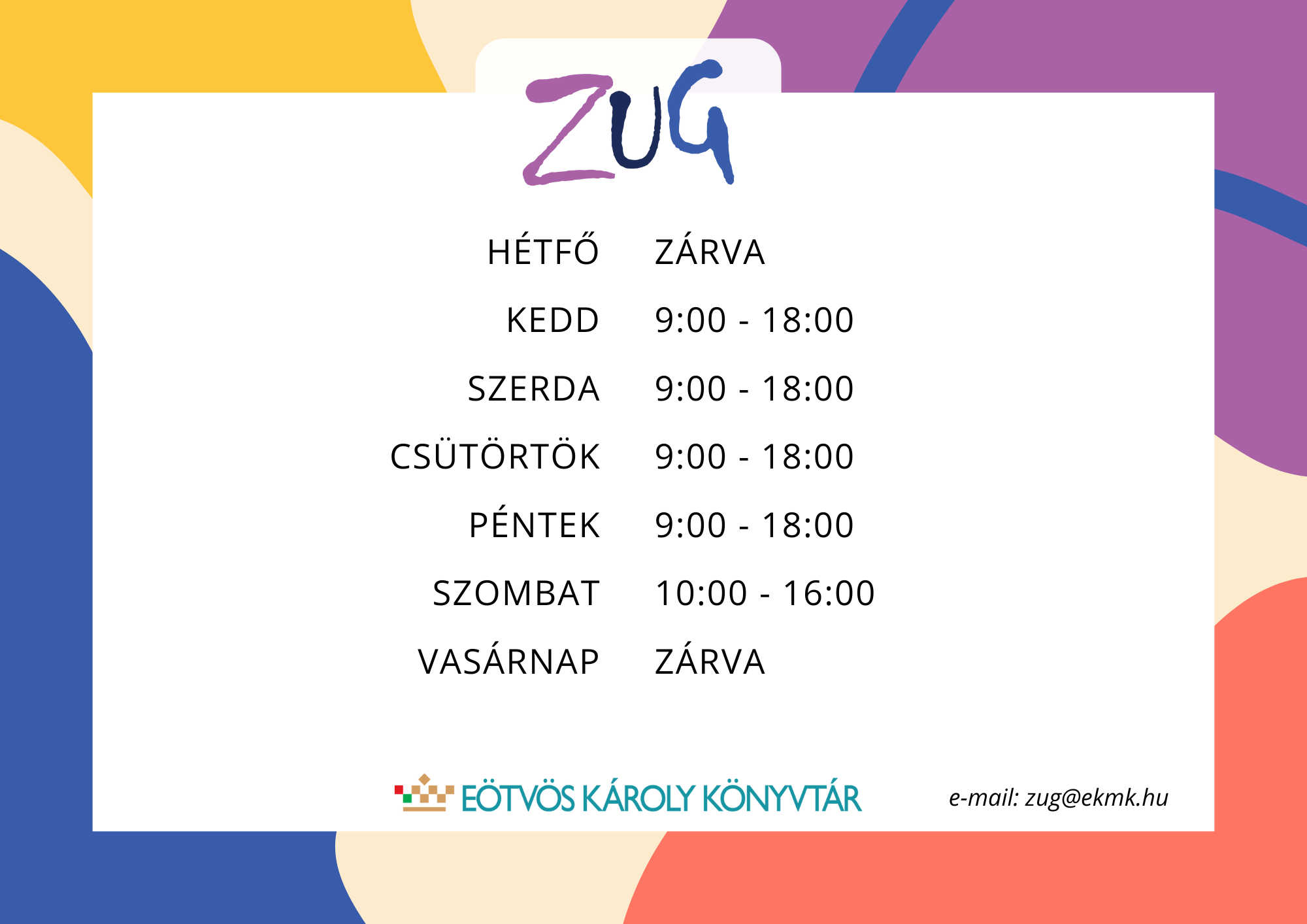 ZUG - nyitvatartás